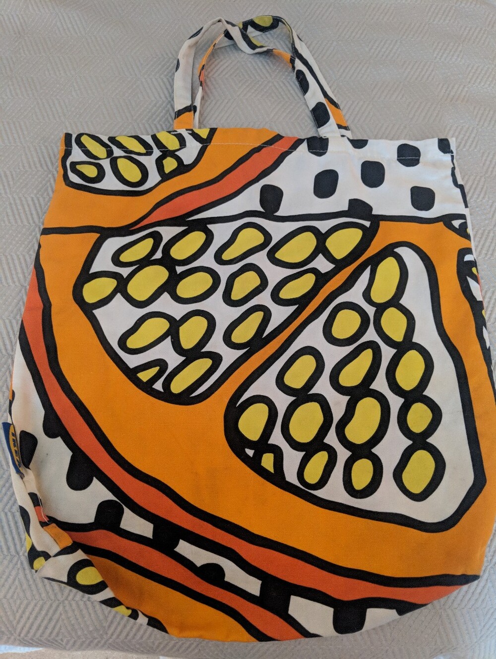 Canvas Tote Bag in Orange, Yellow & White